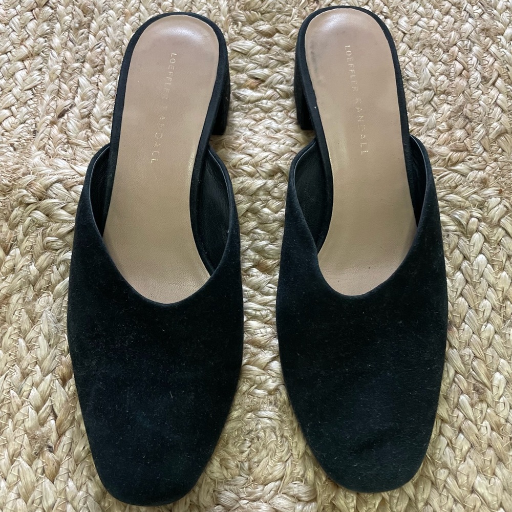 Loeffler Randall Black Suede Slides Size 9